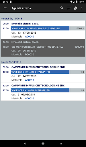Android application Gestione Interventi screenshort