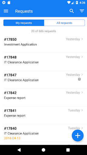 Android application WorkflowGen Plus screenshort
