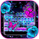 Neon Flower Butterfly Keyboard Theme Apk