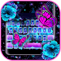 Тема для клавиатуры Neon Flower Butterfly