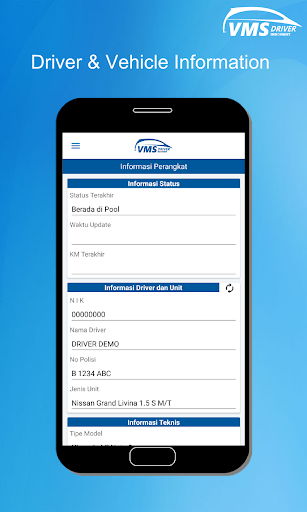 Android application VMS Indorent For Driver screenshort