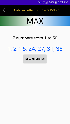 Ontario Lottery Numbers Picker Screen 2