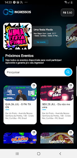 Go Ingressos App Screen 2