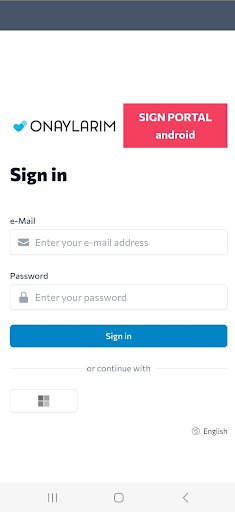 Android application ONAYLARIM Sign screenshort