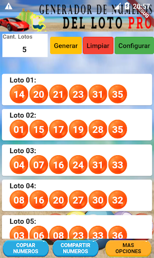 Android application Generador Numeros del Loto PRO screenshort