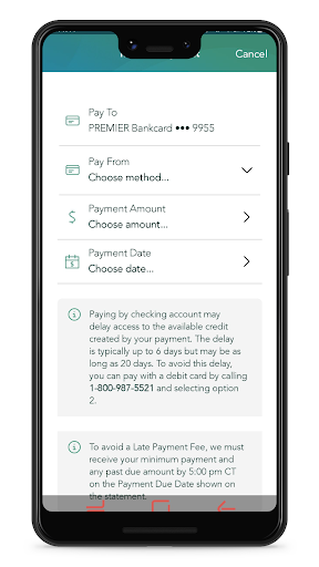PREMIER Credit Card Screen 3