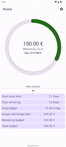 Android application BudgetCalc - Daily Budget Calc screenshort