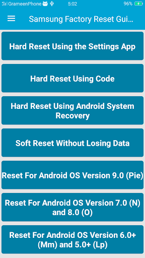 Android application Samsung Factory Reset Guide screenshort