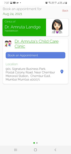 Dr. Amrutas Child Care Clinic Screen 2