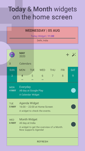 Todos os dias - Widget de calendário
