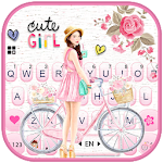 Cover Image of 下载 Floral Bicycle Girl Keyboard Theme 1.0 APK
