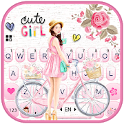 Floral Bicycle Girl Keyboard Theme