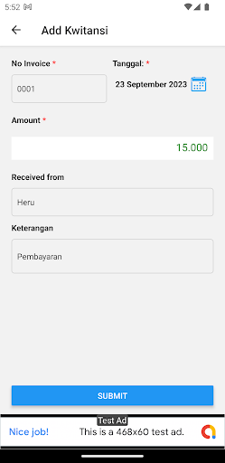 Cetak Kwitansi Screen 3