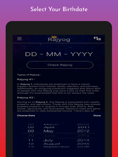 Screenshot of Numerology - Find Rajyog - DOB