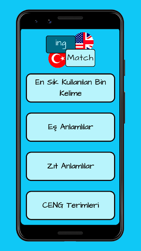 Android application ingMatch - İngilizce Kelimeler screenshort