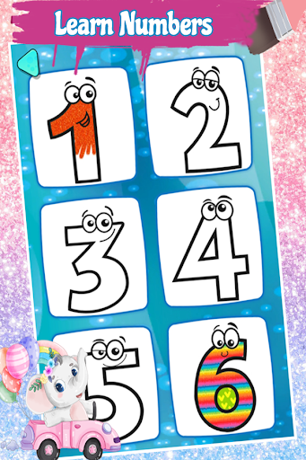 Numbers Glitter Coloring Pages