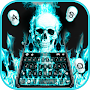Cyan Fire Skull Keyboard Theme