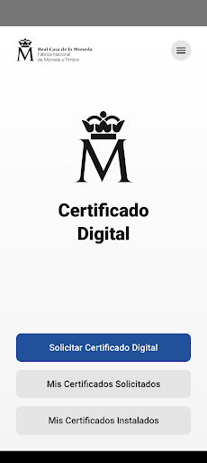 Android application Certificado digital FNMT screenshort