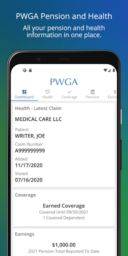 Android application PWGA Pension and Health screenshort