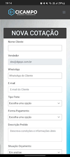 Android application Cicampo Vendedores screenshort