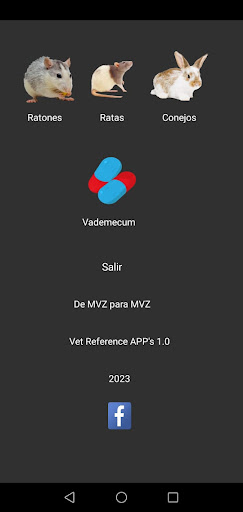 Android application Vademécum Animales Exóticos screenshort