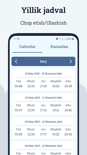 Namoz vaqtlari, Azon Screen 2
