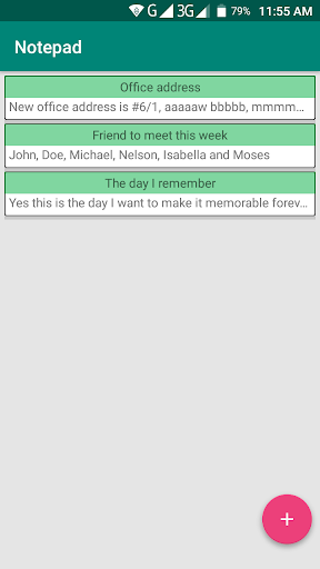 Android application Simple Notepad screenshort