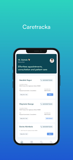 Android application CareTracka screenshort