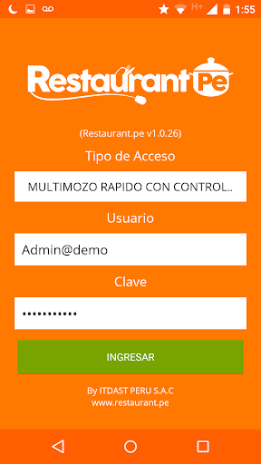 Android application Restaurant.pe Mesero screenshort