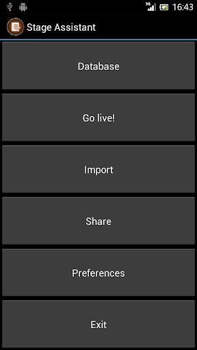 Screenshot of Stage Assistant
