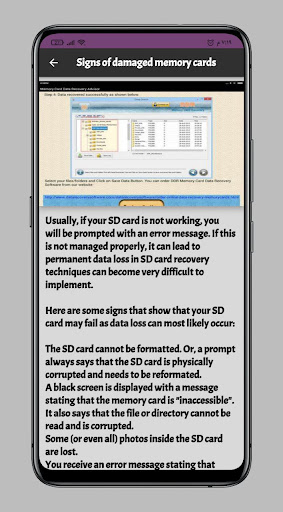 Android application Memory Card Data Recovery Help screenshort