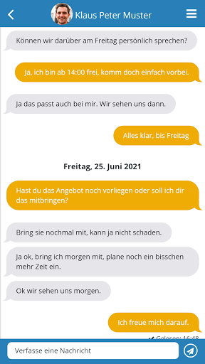 Kundenmessenger Screen 2