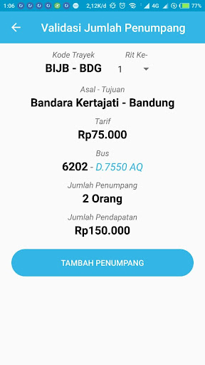 E-Tiket DAMRI (Petugas) Screen 2