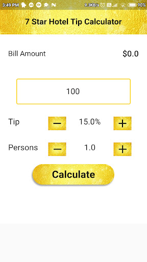 7 Star Hotel Tip Calculator Screen 3
