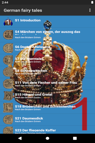 Android application German fairy tales audio Part1 screenshort
