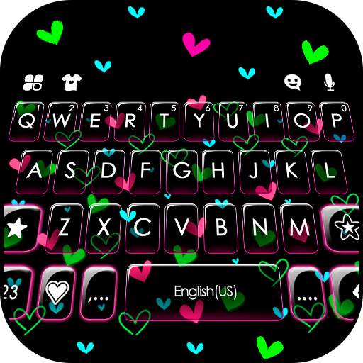 Shiny Neon Hearts Theme  Icon