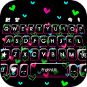 Shiny Neon Hearts Keyboard Theme