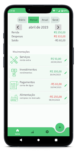 Android application Controle Financeiro Pessoal screenshort