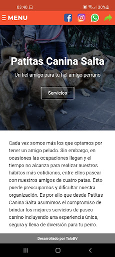 Android application Patitas Canina Salta screenshort