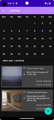 Android application Activity Organizer screenshort