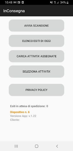 Android application InConsegna screenshort
