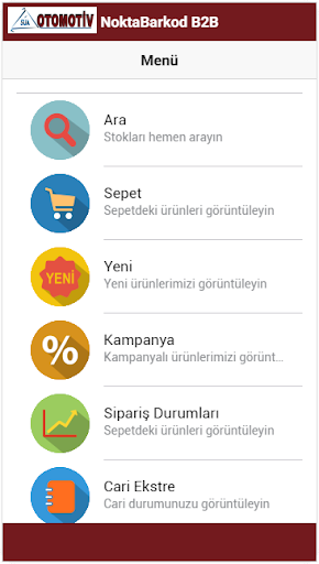 Android application Süa Otomotiv B2B screenshort