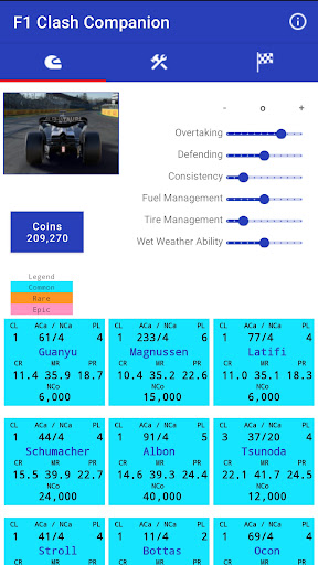Android application F1 Clash Companion screenshort