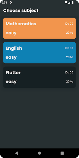 Subject Test Screen 2