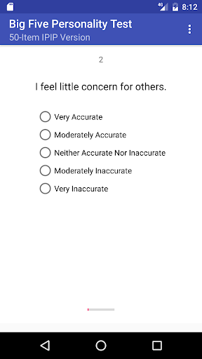 Big Five Personality Test Screen 2