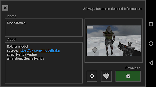 3DMap. Resource storage Screen 3