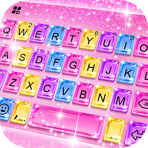 Pink Glitter Crystal Keyboard Background Laai af op Windows