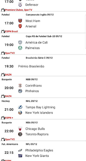Android application Esportes na TV - Programação screenshort