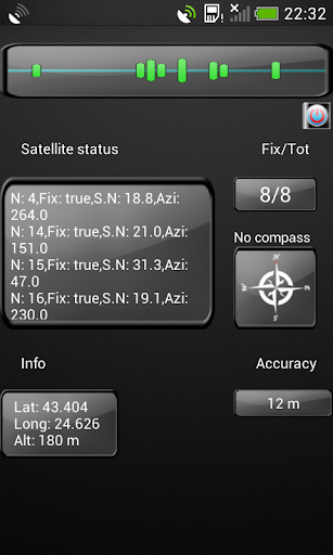 Android application GPS Satellite test status screenshort