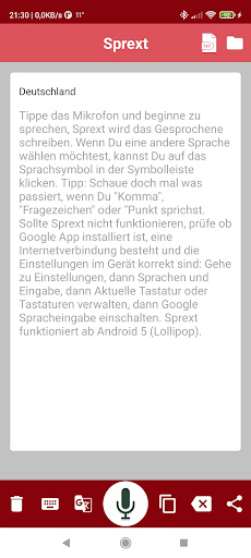 Android application Convert speech to text Sprext screenshort